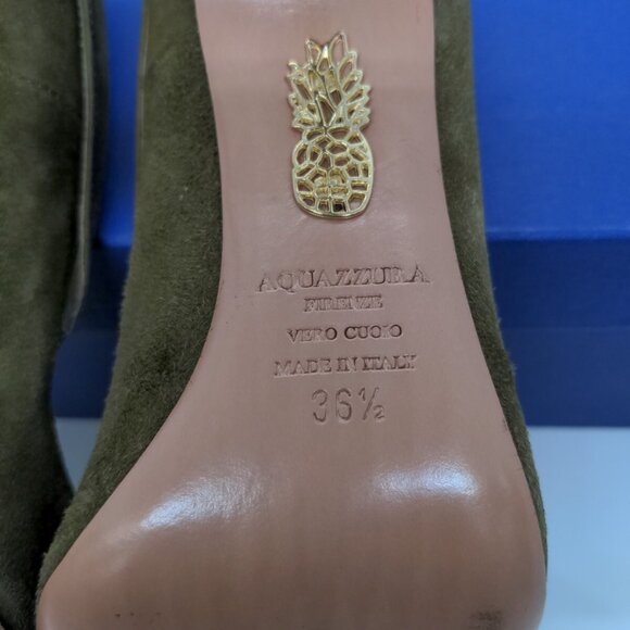 Aquazzura Hollywood 105 Suede Pumps Moss Green - Picture 8 of 11